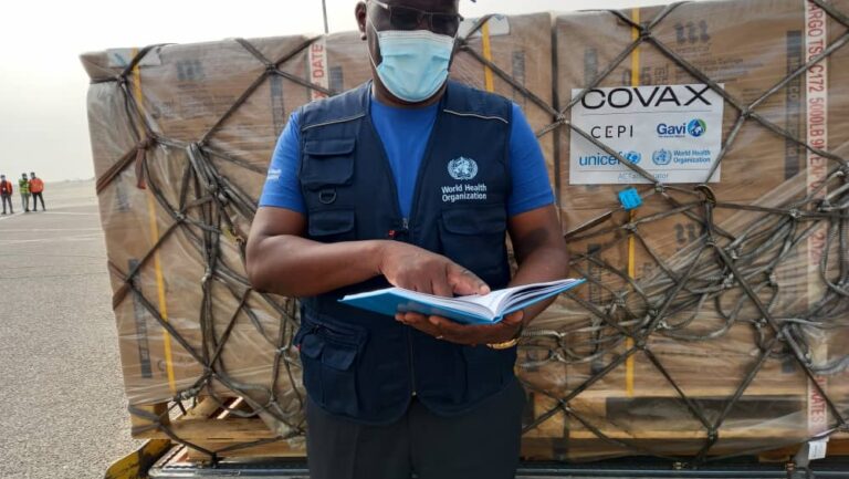 On 24 February 2021, a plane carrying the first shipment of COVID-19 vaccines distributed by the COVAX Facility landed at Kotoka International Airport in Accra