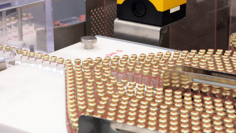 Diabetes is a rising non-communicable disease. Here, small cartridges on a production line are being filled with insulin to treat diabetes.